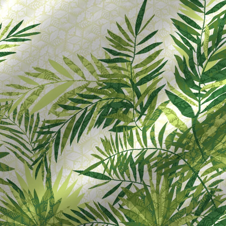 LAYERS Miami Green Printed Cotton Super King Bedsheet Set - 274x274cm - 3Pcs