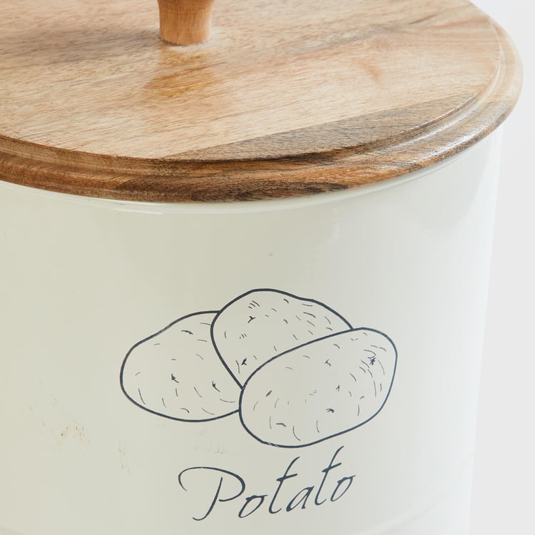 Mirage Metal Potato Storage Canister with Mango Wood Lid