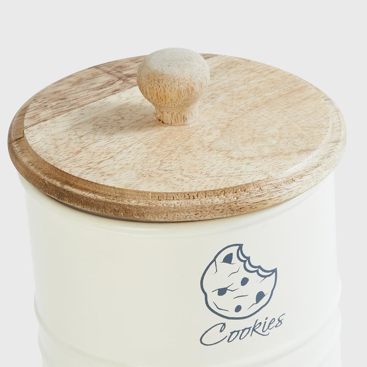 Mirage Metal Cookie Storage Canister with Mango Wood Lid