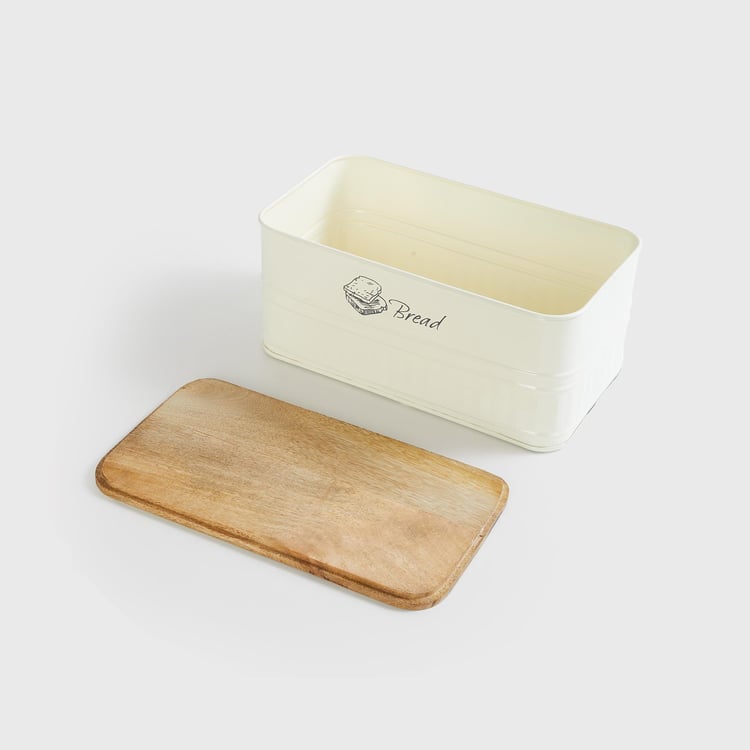 Mirage Iron Bread Box with Mango Wood Lid
