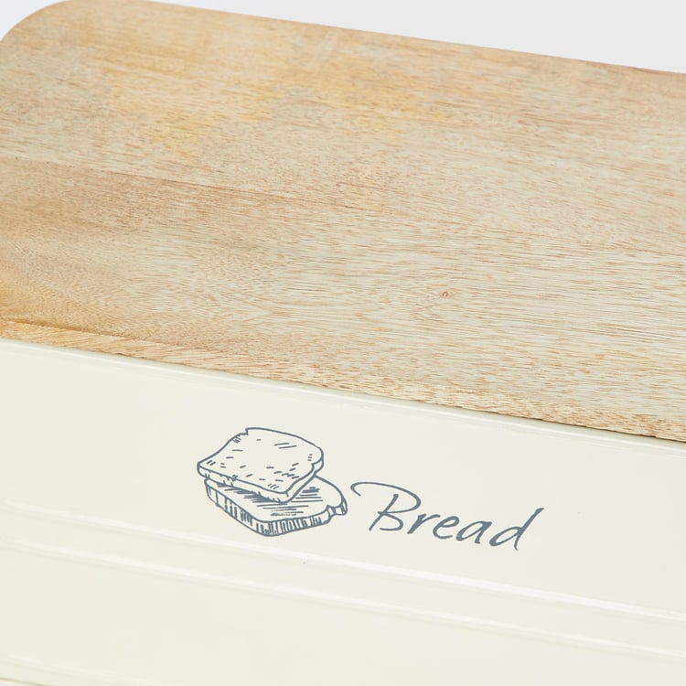 Mirage Iron Bread Box with Mango Wood Lid