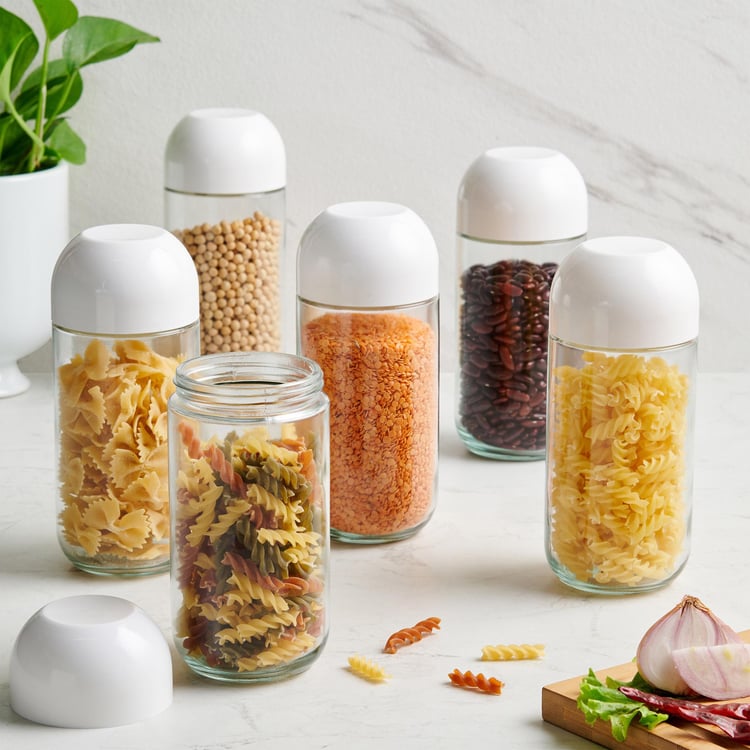 Siattle Set of 6 Glass Storage Jars - 800ml