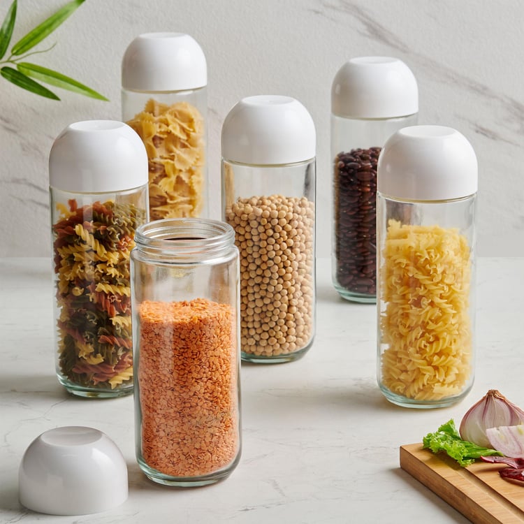 Siattle Set of 6 Glass Storage Jars - 1L