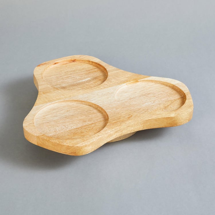 Mirage Verres Set of 3 Glass Condiment Bowls with Mango Wood Tray - 30ml