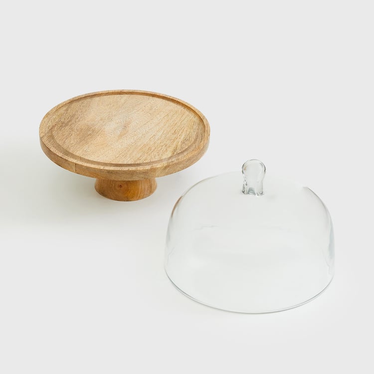 Mirage Glass Cloche with Wood Stand