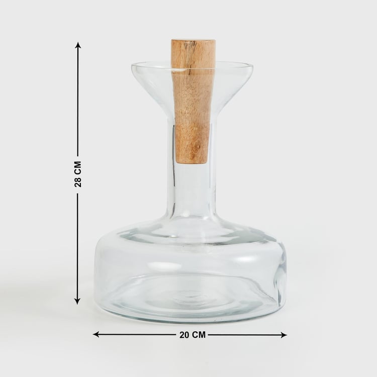 Mirage Glass Decanter with Wooden Stopper - 2L