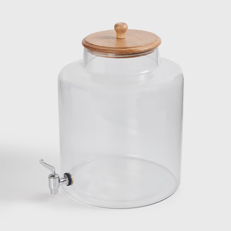 Mirage Glass Dispenser with Wooden Lid - 9L