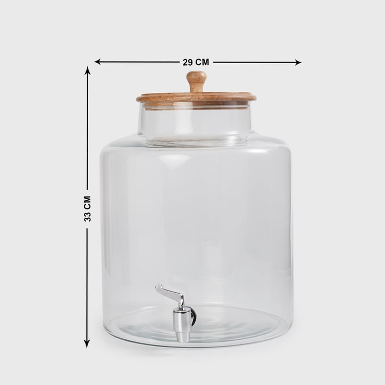 Mirage Glass Dispenser with Wooden Lid - 9L