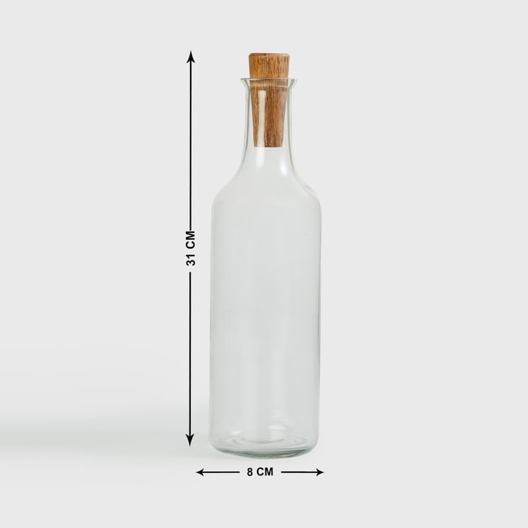 Mirage Glass Bottle with Wooden Stopper - 1L