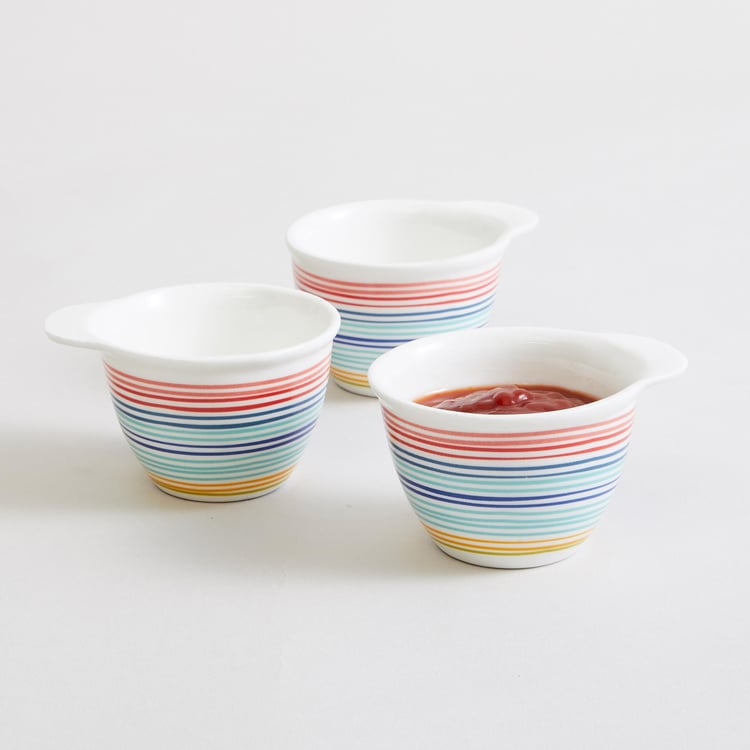 Mandarin Bohemian Rhapsody Set of 3 Striped Bone China Melody Bowls - 70ml