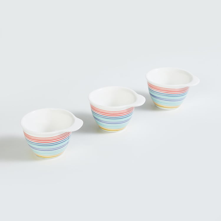 Mandarin Bohemian Rhapsody Set of 3 Striped Bone China Melody Bowls - 70ml