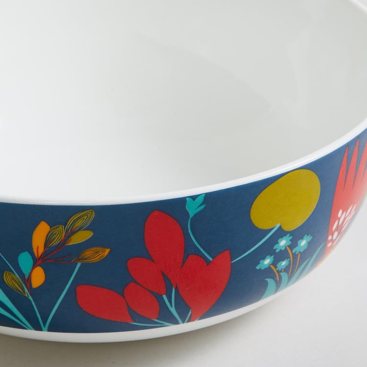 Mandarin Bohemian Rhapsody Blue Printed Bone China Serving Bowl - 20.3 cm