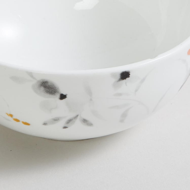 Mandarin Modern Retreat White Printed Bone China Katori Bowl - 10 cm