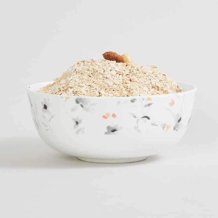 Mandarin-Modern Retreat White Printed Bone China Cereal Bowl - 15.2cm