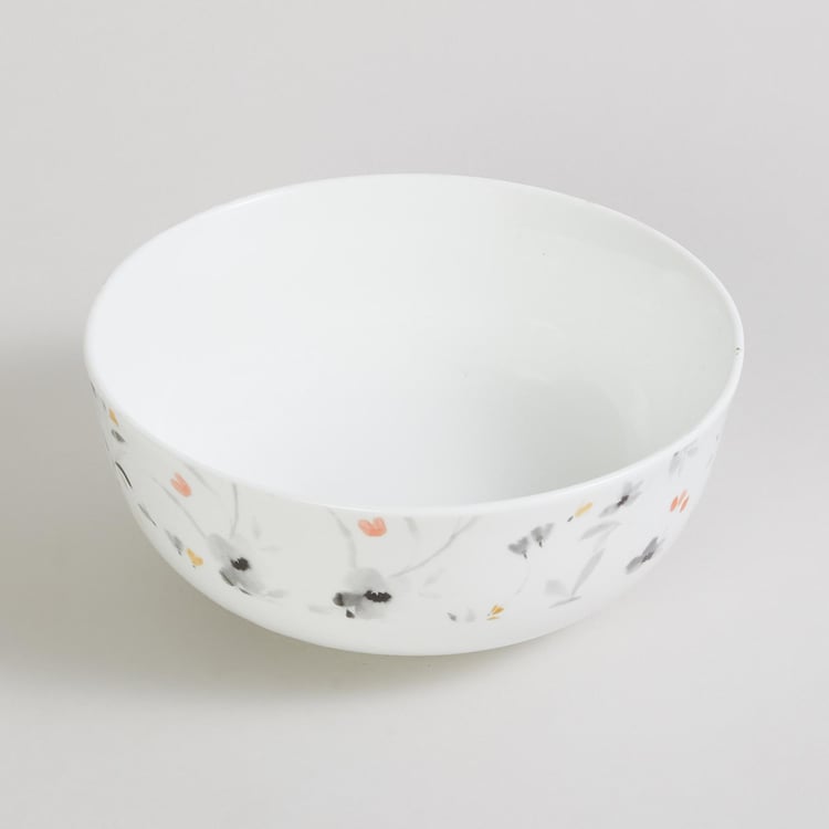 Mandarin-Modern Retreat White Printed Bone China Cereal Bowl - 15.2cm