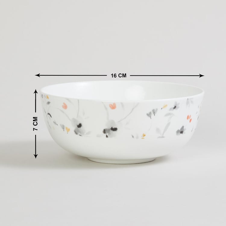 Mandarin-Modern Retreat White Printed Bone China Cereal Bowl - 15.2cm