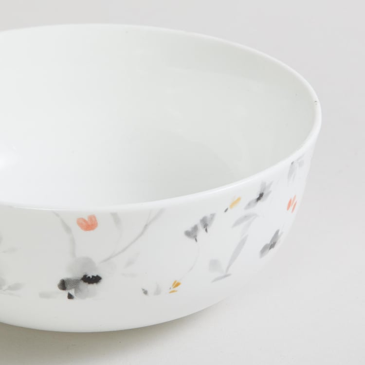 Mandarin-Modern Retreat White Printed Bone China Cereal Bowl - 15.2cm