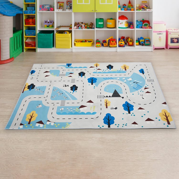 Corsica Slate Kids Road Printed Play Mat - 120x160cm