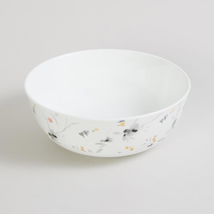 Mandarin Modern Retreat White Floral Print Bone China Serving Bowl - 20.3 cm