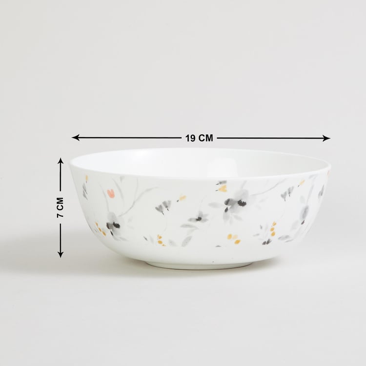 Mandarin Modern Retreat White Floral Print Bone China Serving Bowl - 20.3 cm