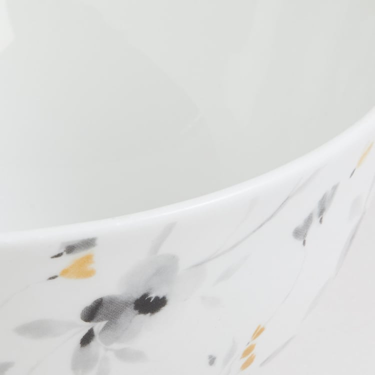 Mandarin Modern Retreat White Floral Print Bone China Serving Bowl - 20.3 cm