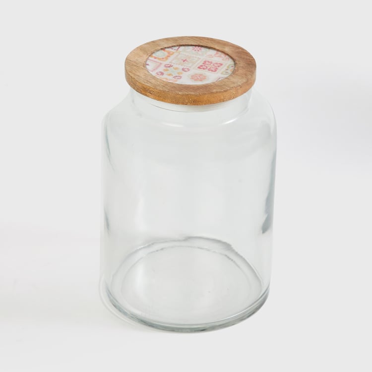 Corsica Hues Wooden Lid Mosaic Glass Jar