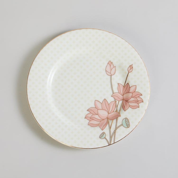 Heritage Lotus White Printed Bone China Appetiser Plate - 16.5cm