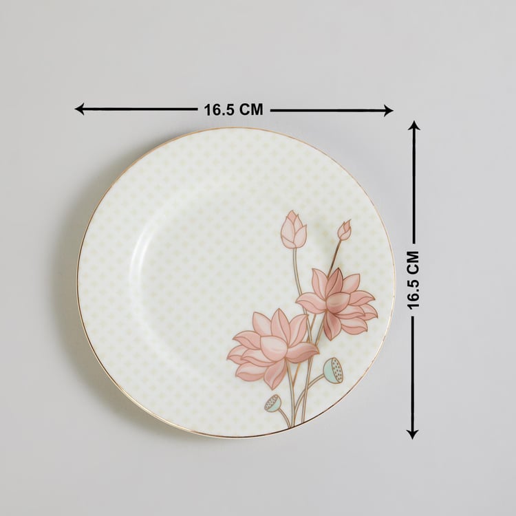 Heritage Lotus White Printed Bone China Appetiser Plate - 16.5cm