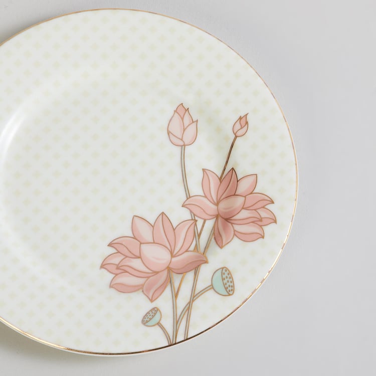 Heritage Lotus White Printed Bone China Appetiser Plate - 16.5cm