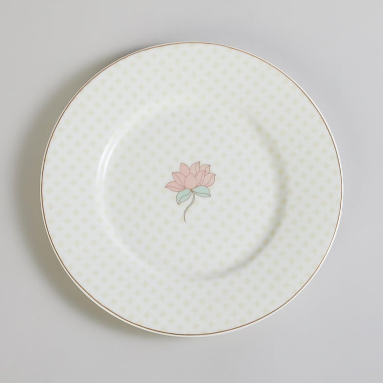 Heritage Lotus White Printed Bone China Side Plate - 21.5cm