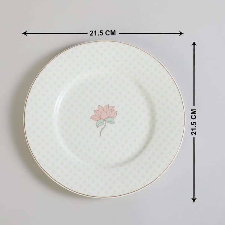 Heritage Lotus White Printed Bone China Side Plate - 21.5cm