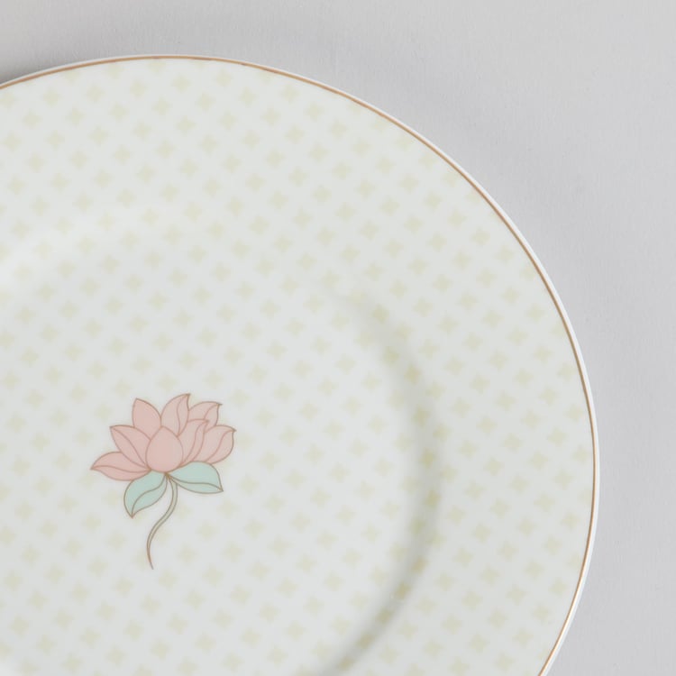 Heritage Lotus White Printed Bone China Side Plate - 21.5cm