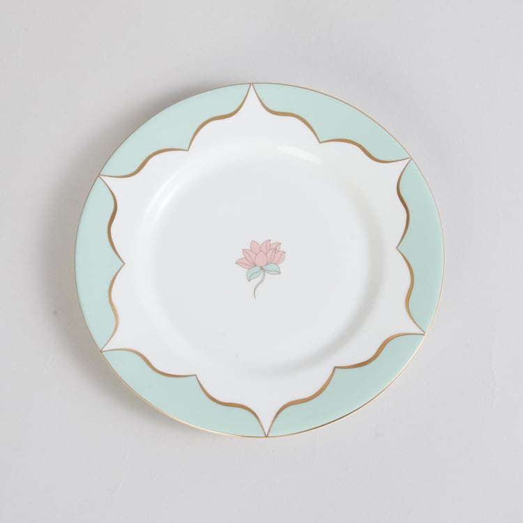 Heritage Renew White Lotus Printed Bone China Appetiser Plate - 16cm