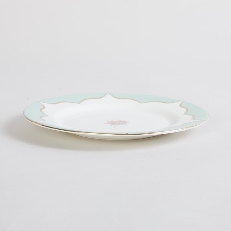 Heritage Renew White Lotus Printed Bone China Appetiser Plate - 16cm