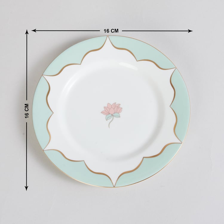 Heritage Renew White Lotus Printed Bone China Appetiser Plate - 16cm