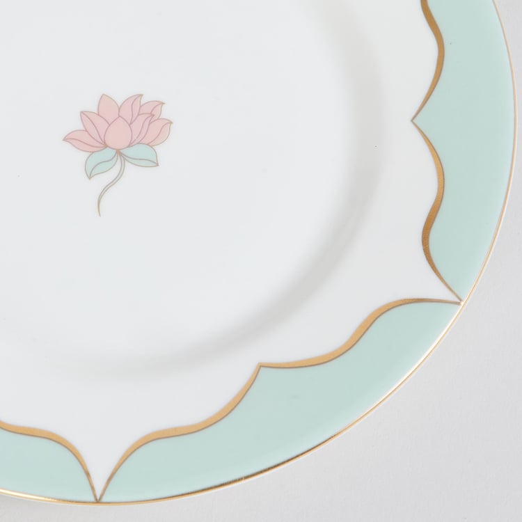 Heritage Renew White Lotus Printed Bone China Appetiser Plate - 16cm