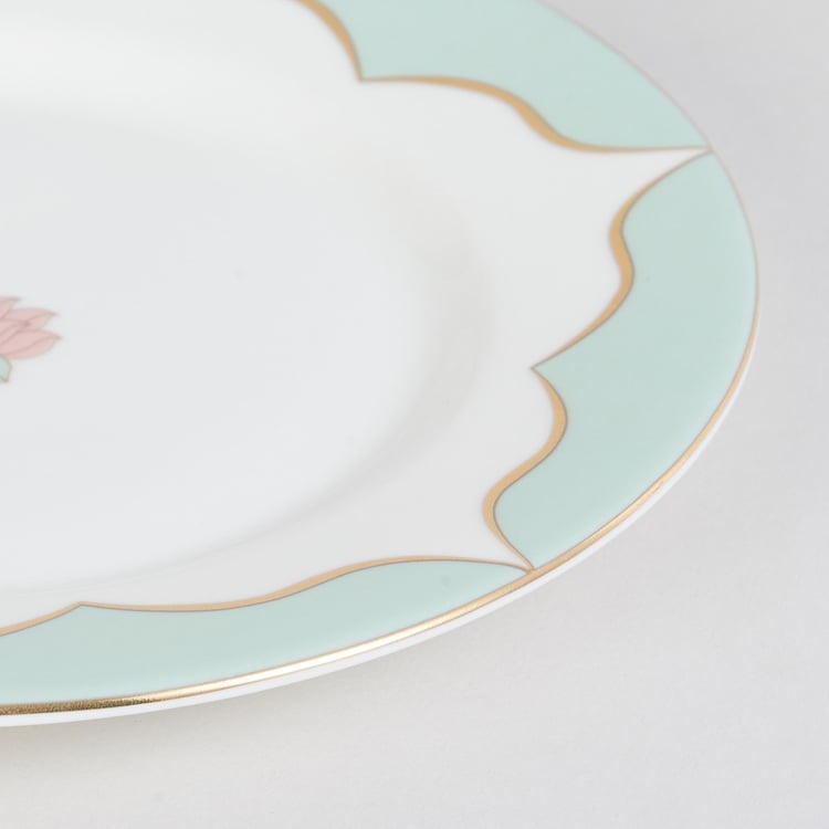 Heritage Renew White Lotus Printed Bone China Appetiser Plate - 16cm