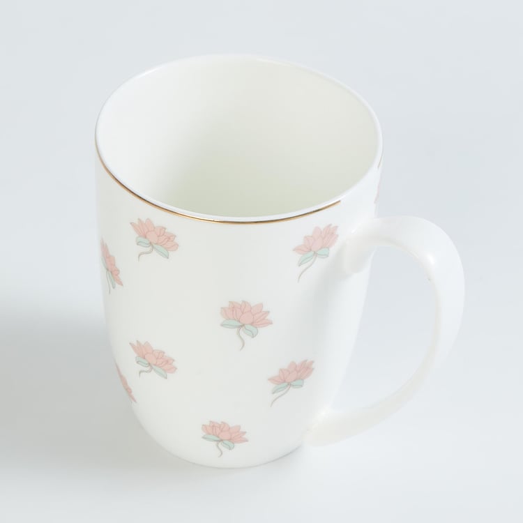 Heritage Renew Multicolour Lotus Printed Bone China Mug - 360ml