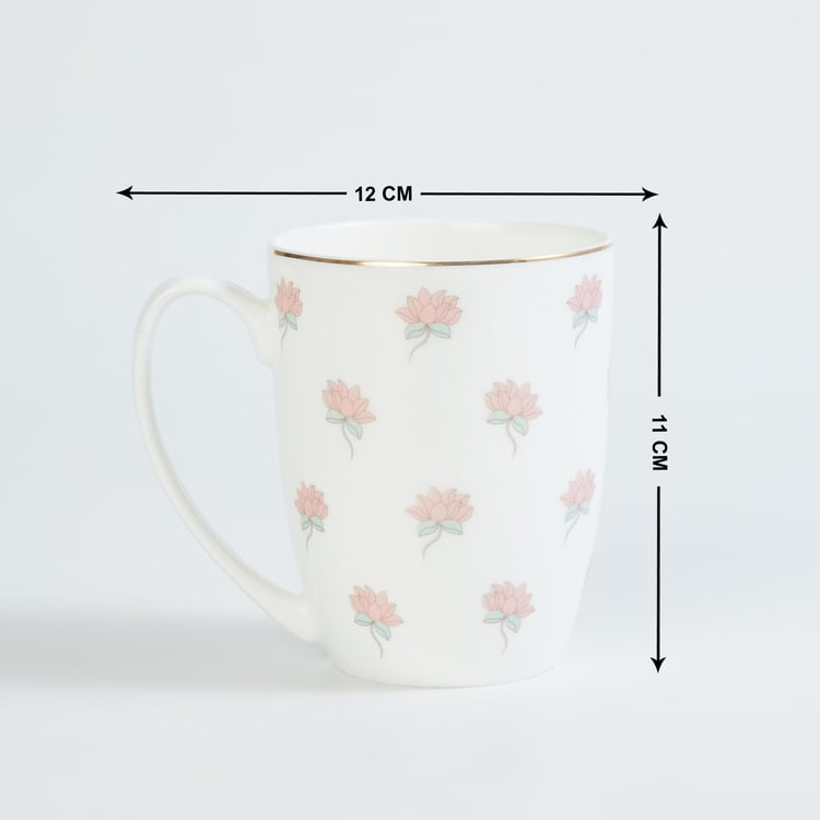 Heritage Renew Multicolour Lotus Printed Bone China Mug - 360ml