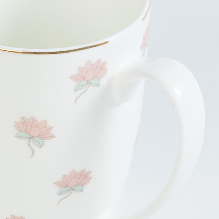 Heritage Renew Multicolour Lotus Printed Bone China Mug - 360ml