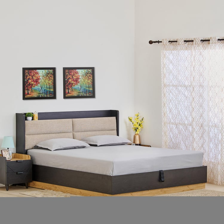 Kiro Titan King Bed with Headboard and Hydraulic Storage - Brown