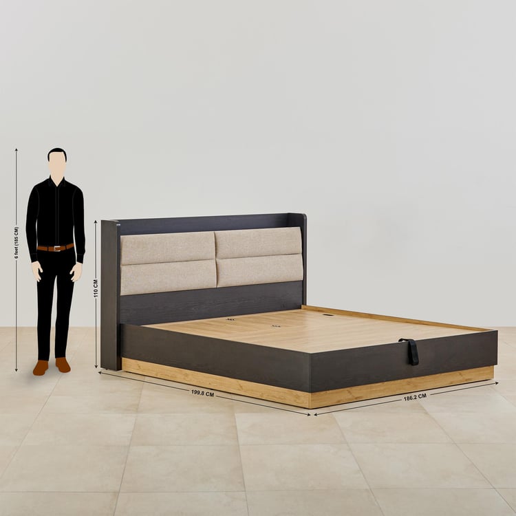 Kiro Titan King Bed with Headboard and Hydraulic Storage - Brown