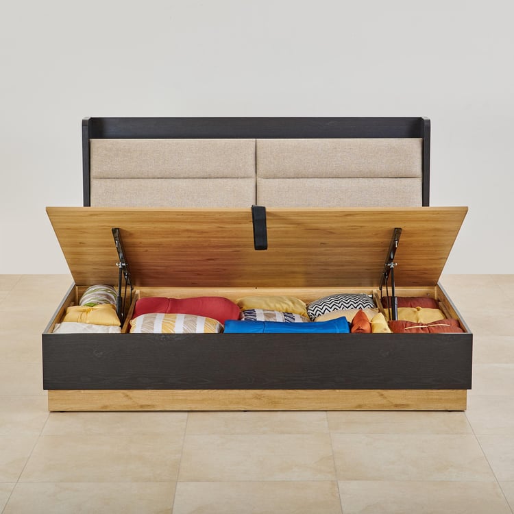 Kiro Titan King Bed with Headboard and Hydraulic Storage - Brown