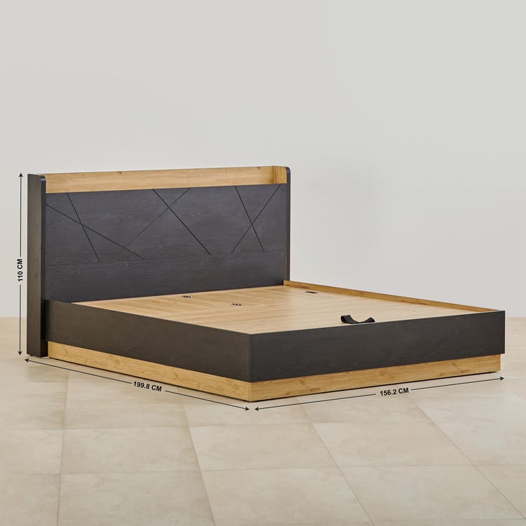 Kiro Carbon Queen Bed with Hydraulic Storage - Black