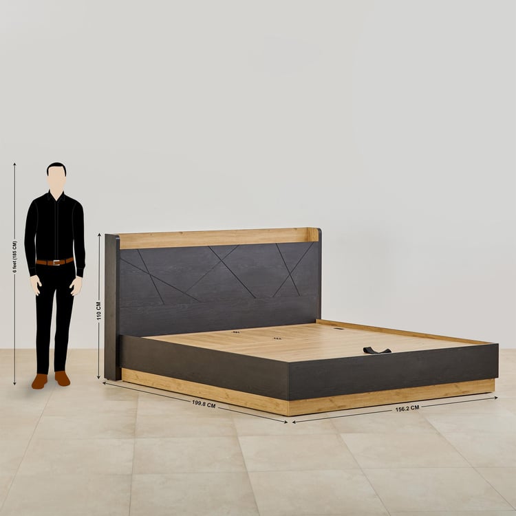 Kiro Carbon Queen Bed with Hydraulic Storage - Black
