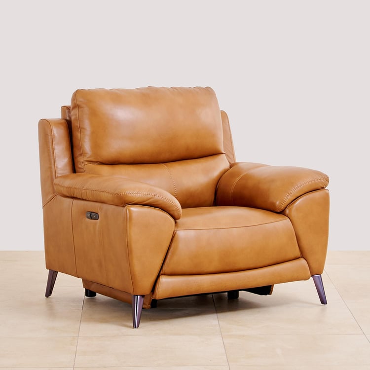 Reims Half Leather 1-Seater Recliner - Tan