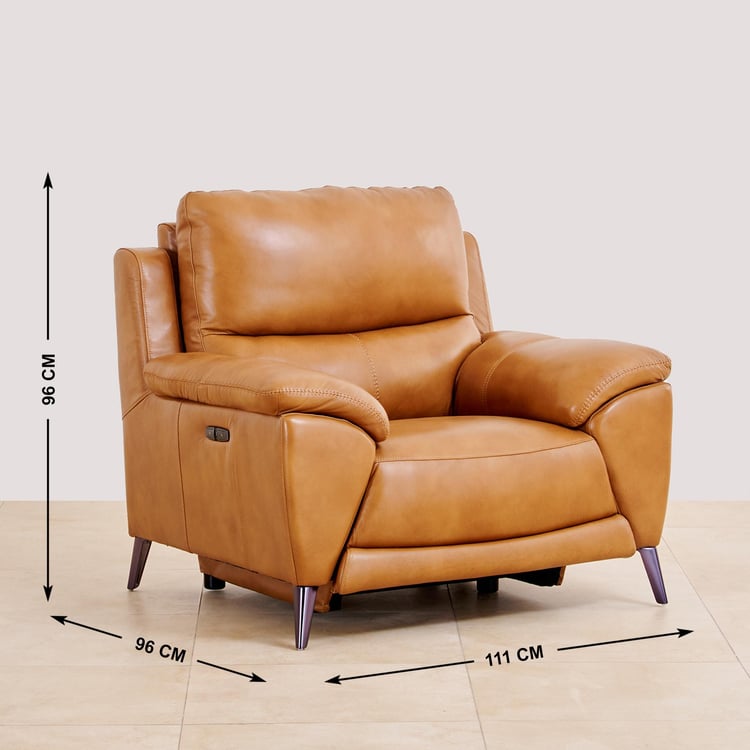 Reims Half Leather 1-Seater Recliner - Tan