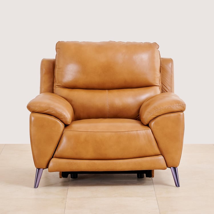 Reims Half Leather 1-Seater Recliner - Tan