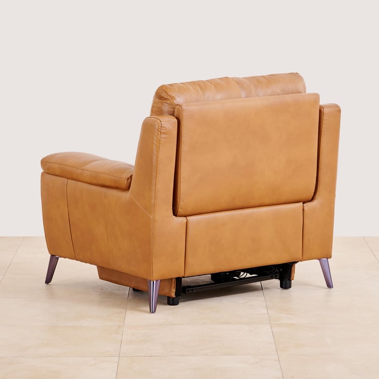 Reims Half Leather 1-Seater Recliner - Tan