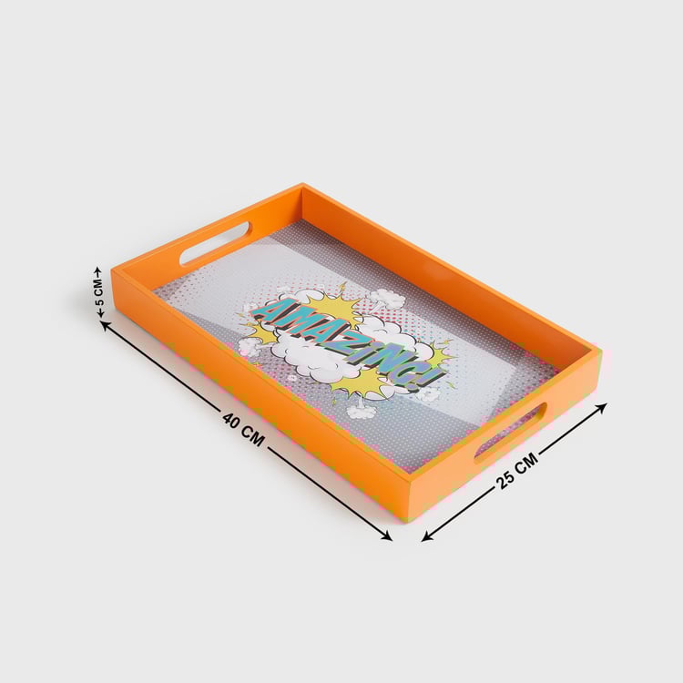 Raisa Wood Printed Rectangular Serving Tray - 25x40cm